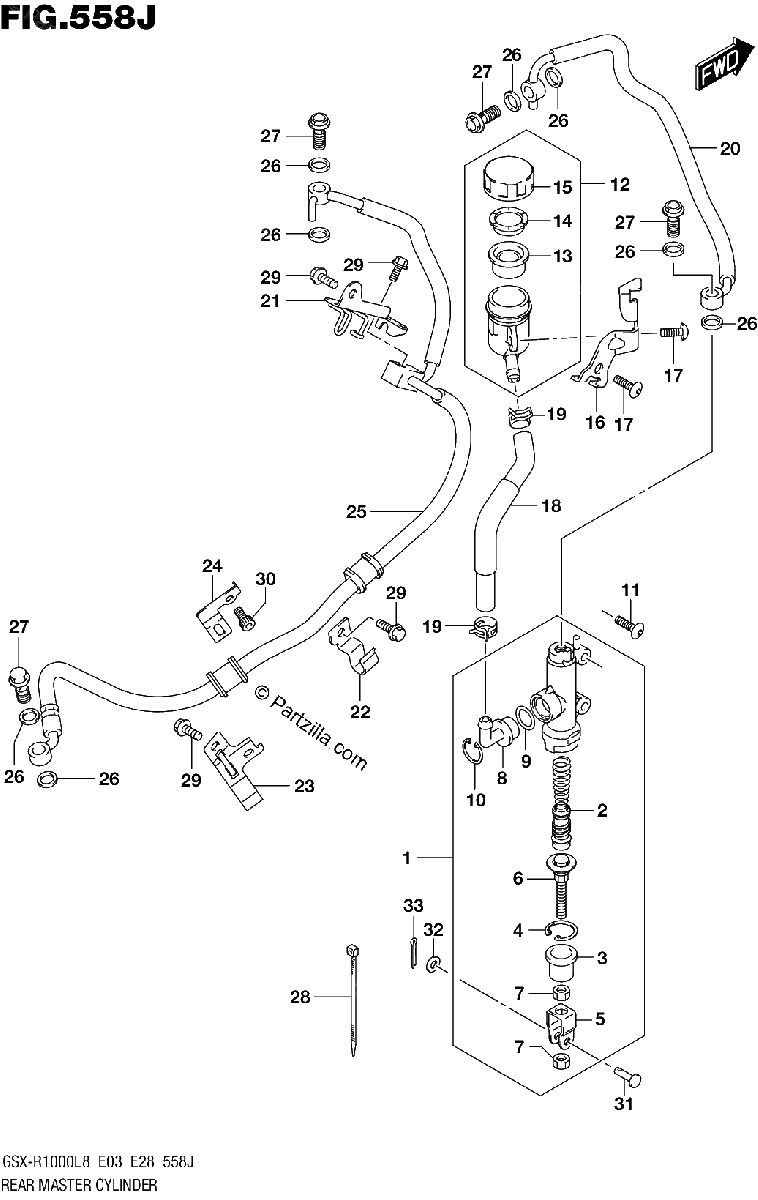 Diagrama de REAR MASTER CYLINDER GSX R1000RAL8 E03