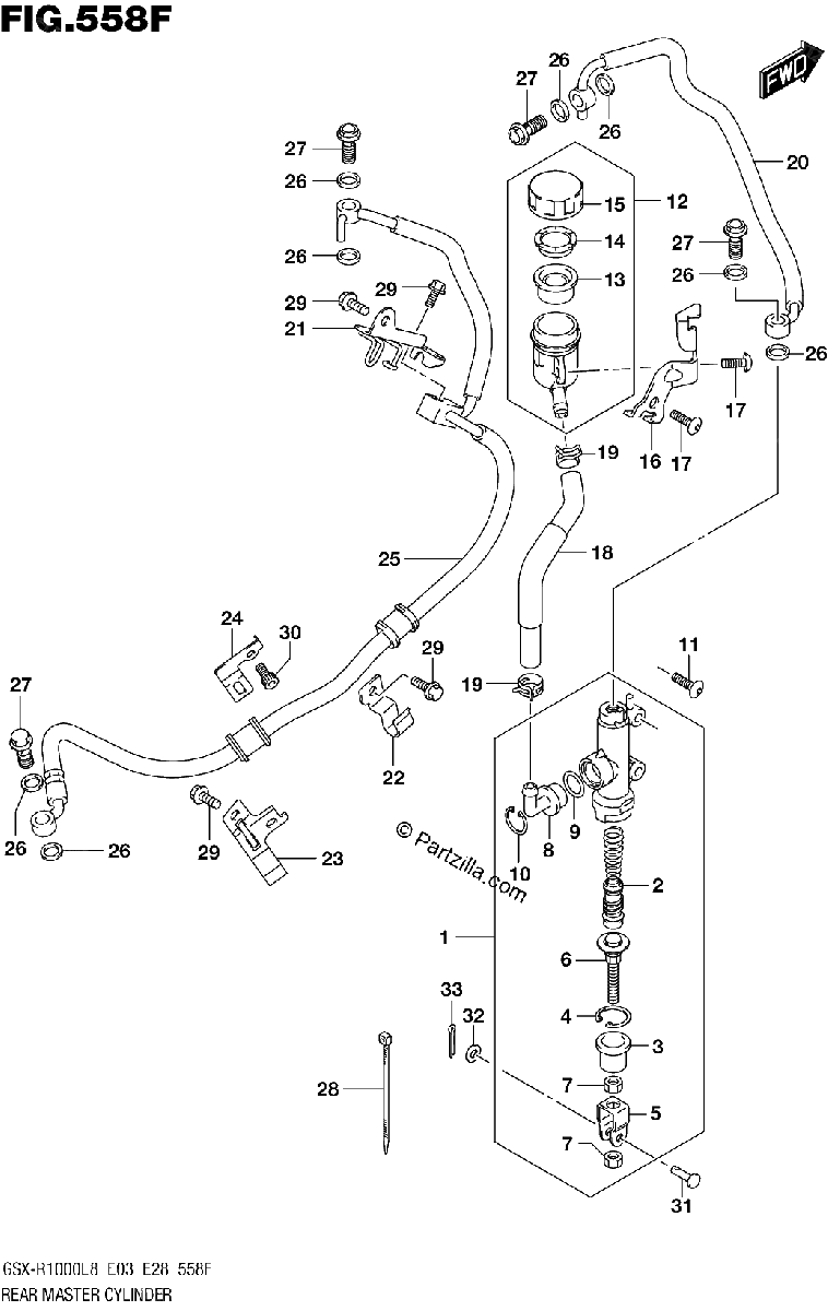 Diagrama de REAR MASTER CYLINDER GSX R1000RZAL8 E03