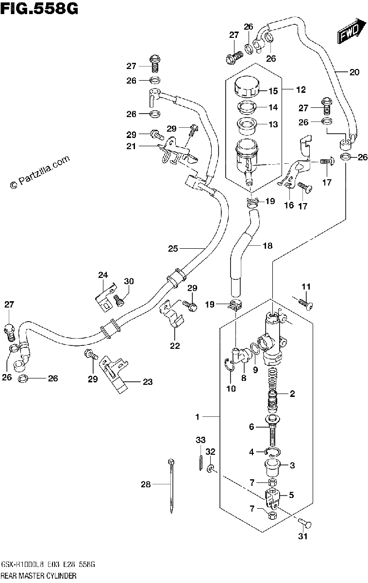Diagrama de REAR MASTER CYLINDER GSX R1000RZAL8 E28