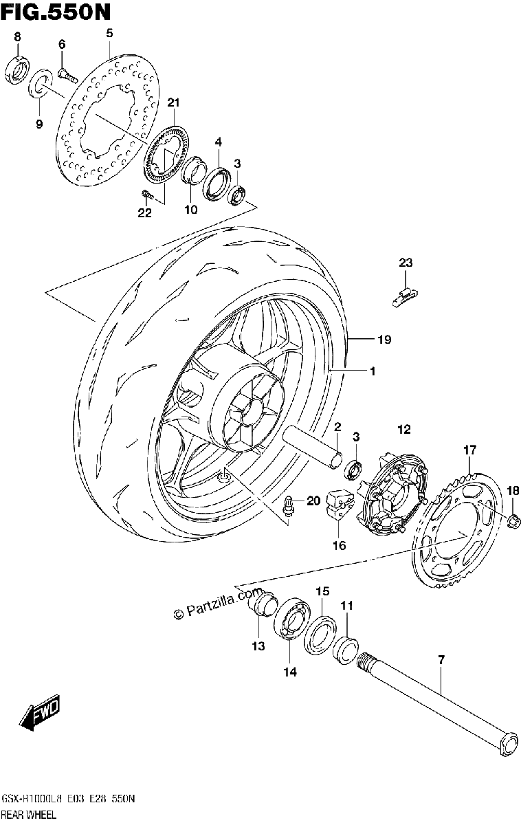 Diagrama de REAR WHEEL GSX R1000RZAL8 E33