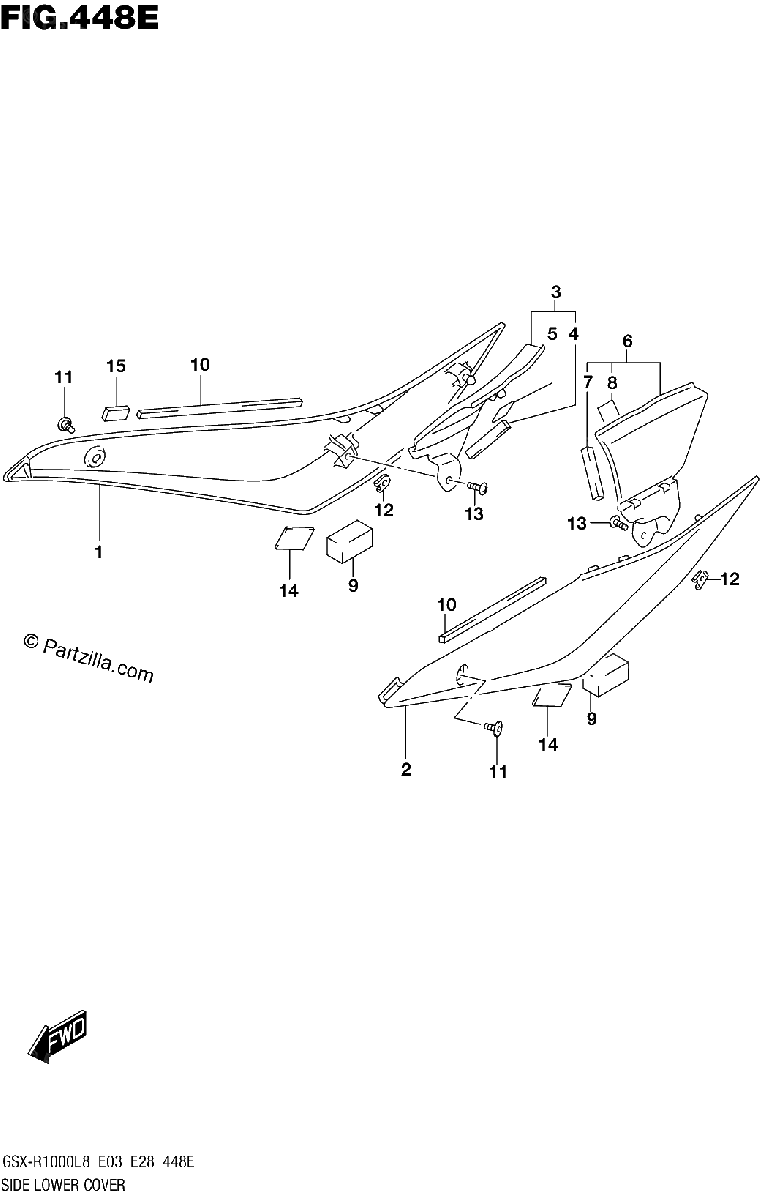 Diagrama de SIDE LOWER COVER GSX R1000AL8 E33