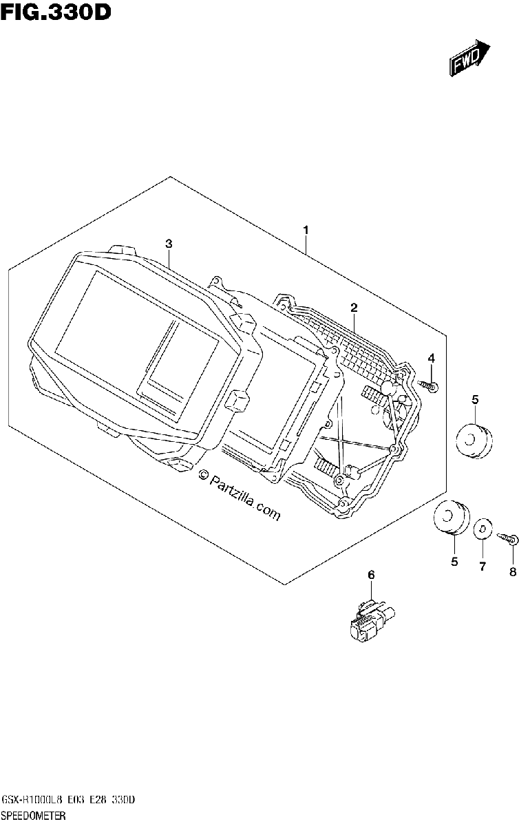 Diagrama de SPEEDOMETER GSX R1000AL8 E28