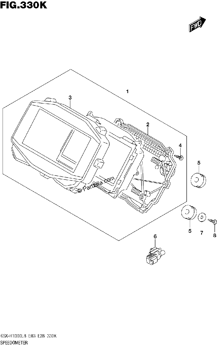 Diagrama de SPEEDOMETER GSX R1000RAL8 E28