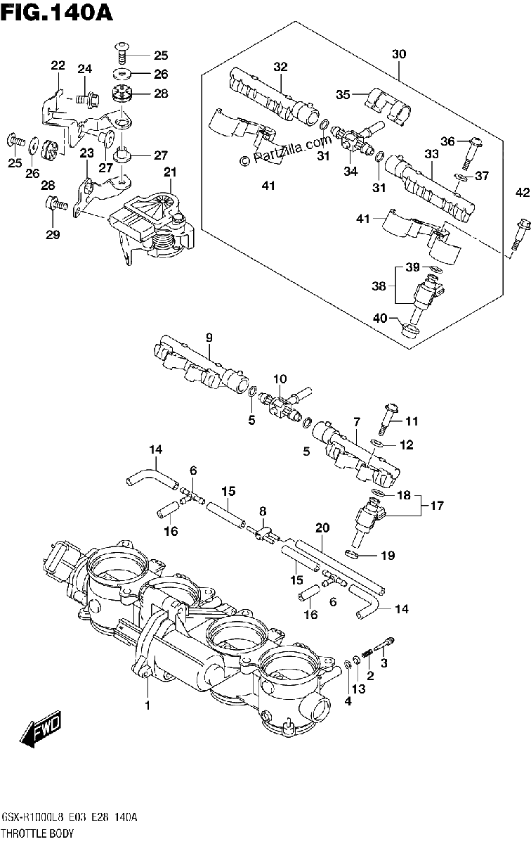 Diagrama de THROTTLE BODY GSX R1000L8 E03