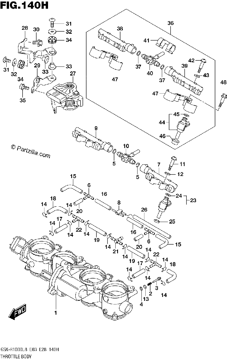 Diagrama de THROTTLE BODY GSX R1000RZAL8 E33