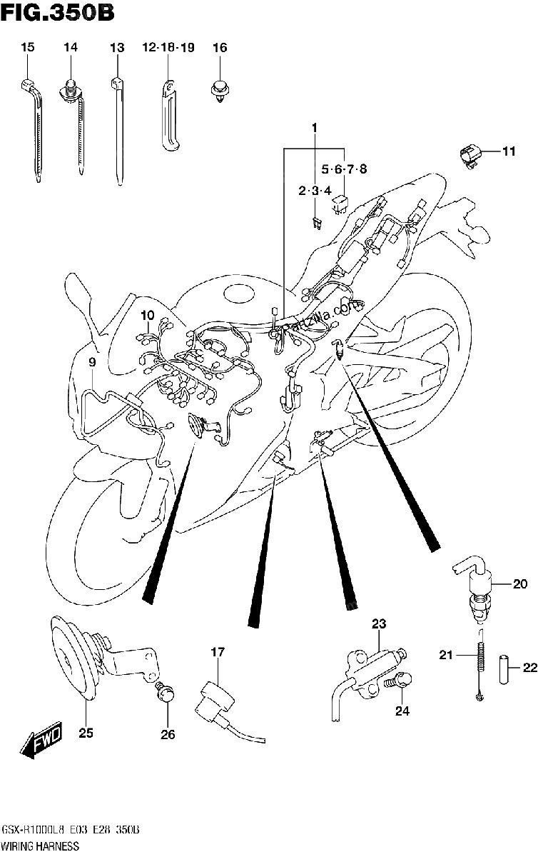 Diagrama de WIRING HARNESS GSX R1000L8 E33
