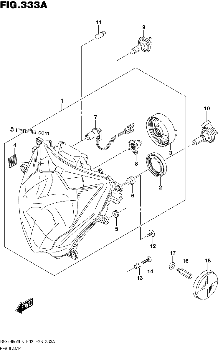 Diagrama de 333A HEADLAMP
