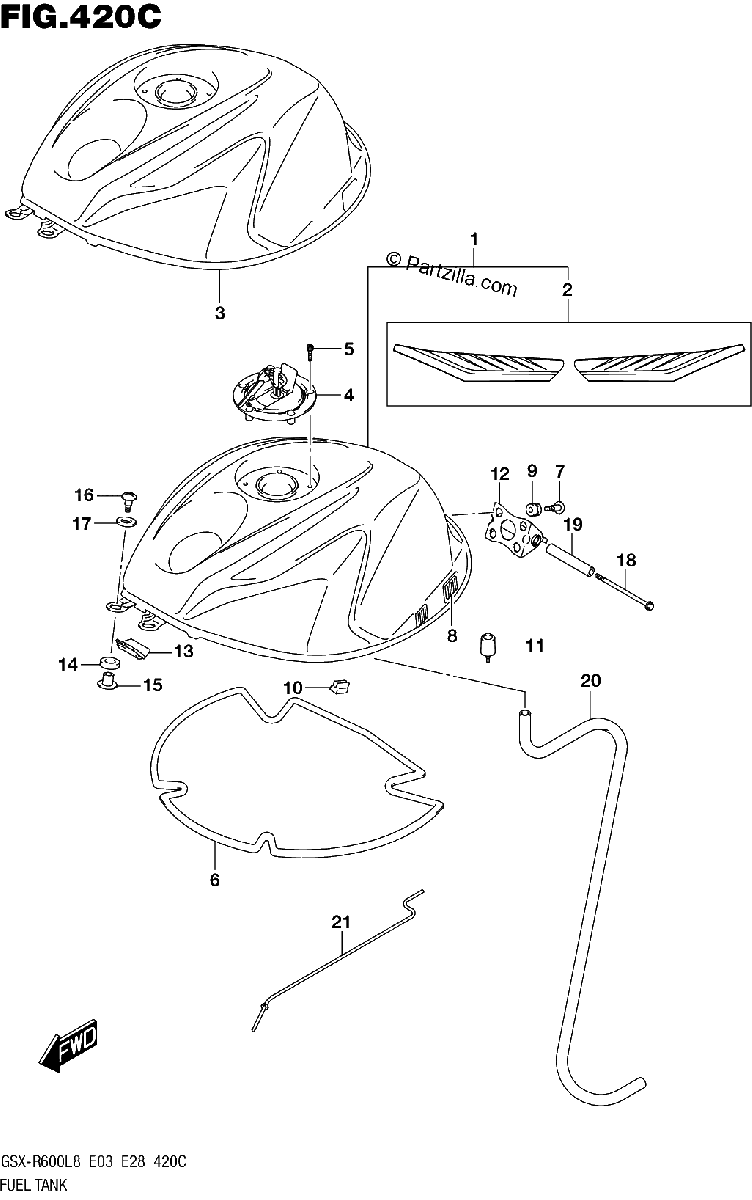 Diagrama de 420C FUEL TANK GSX R600L8 E33
