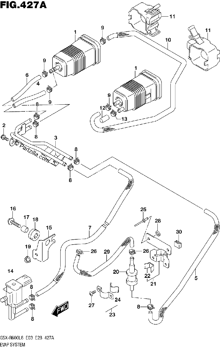 Diagrama de 427A EVAP SYSTEM GSX R600L8 E33