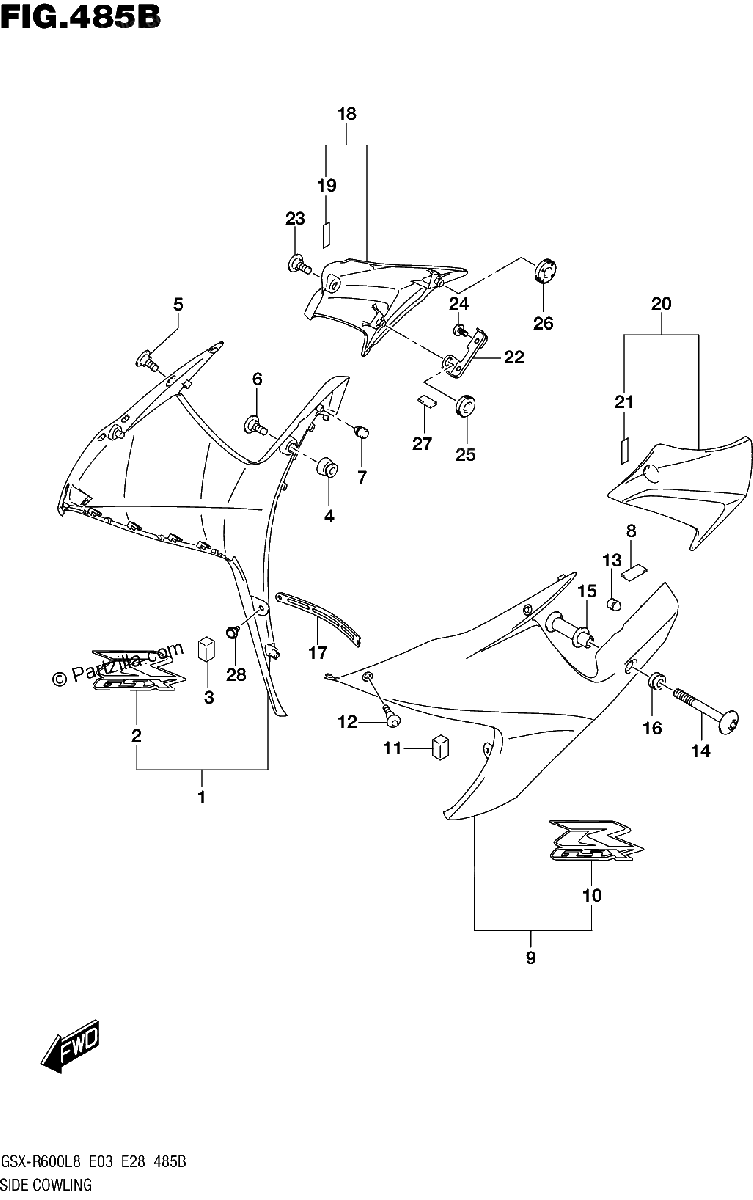Diagrama de 485B SIDE COWLING QEB