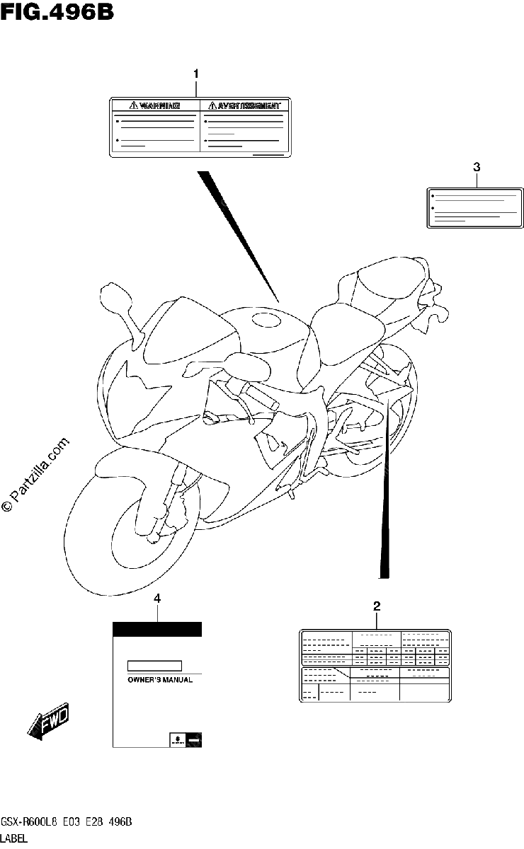 Diagrama de 496B LABEL GSX R600L8 E28
