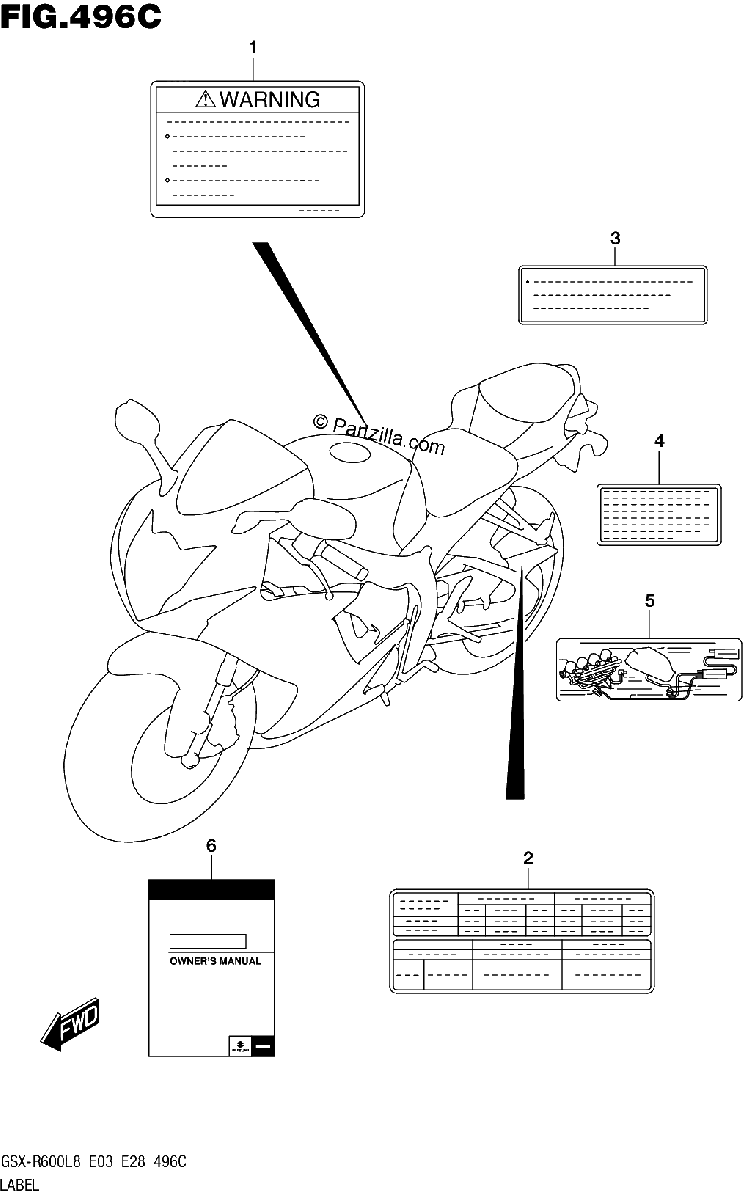 Diagrama de 496C LABEL GSX R600L8 E33