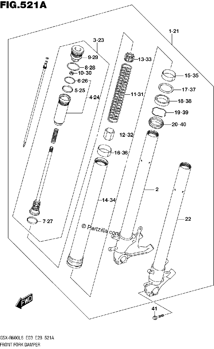 Diagrama de 521A FRONT FORK DAMPER