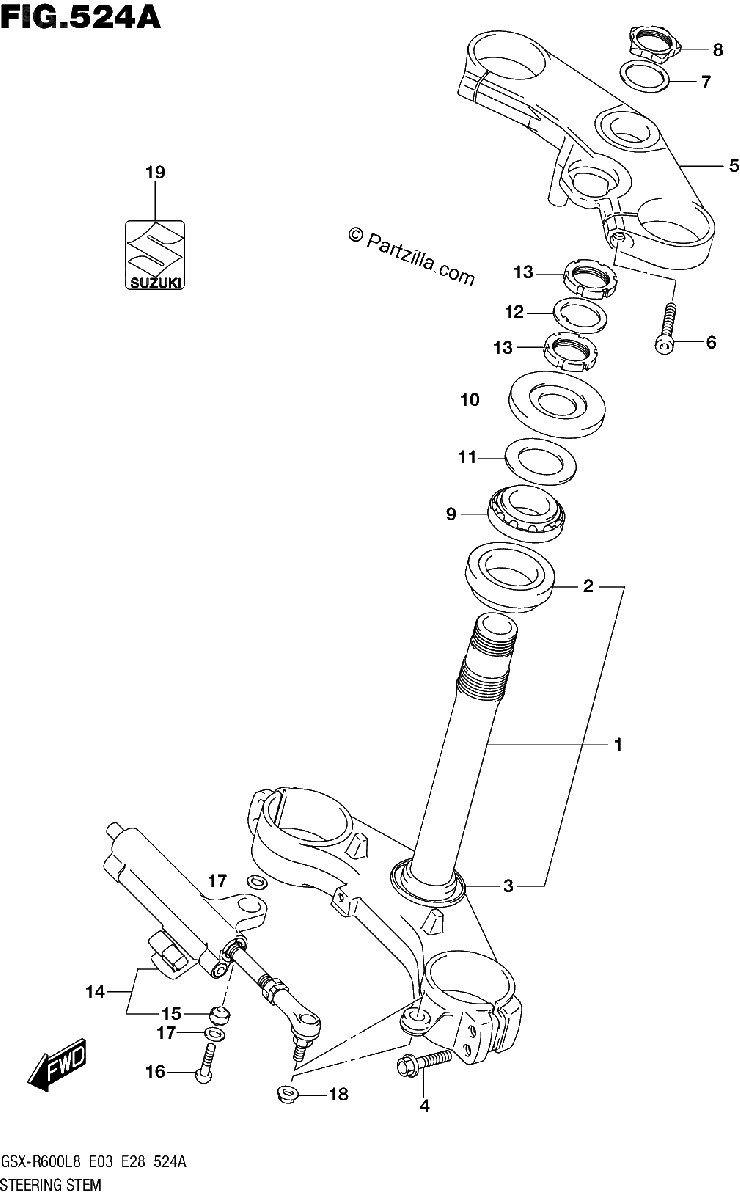 Diagrama de 524A STEERING STEM