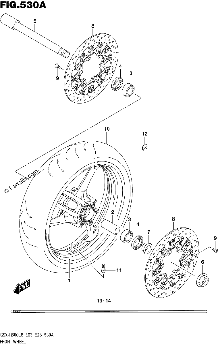 Diagrama de 530A FRONT WHEEL