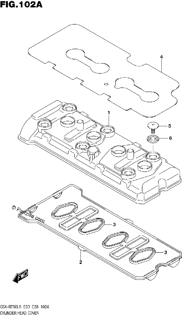 Diagrama de 102A CYLINDER HEAD COVER