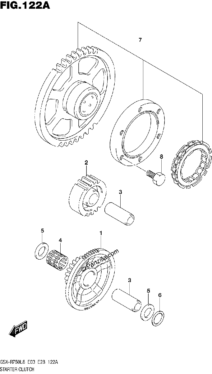 Diagrama de 122A STARTER CLUTCH