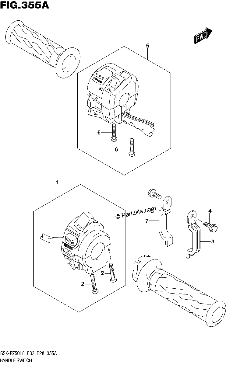 Diagrama de 355A HANDLE SWITCH