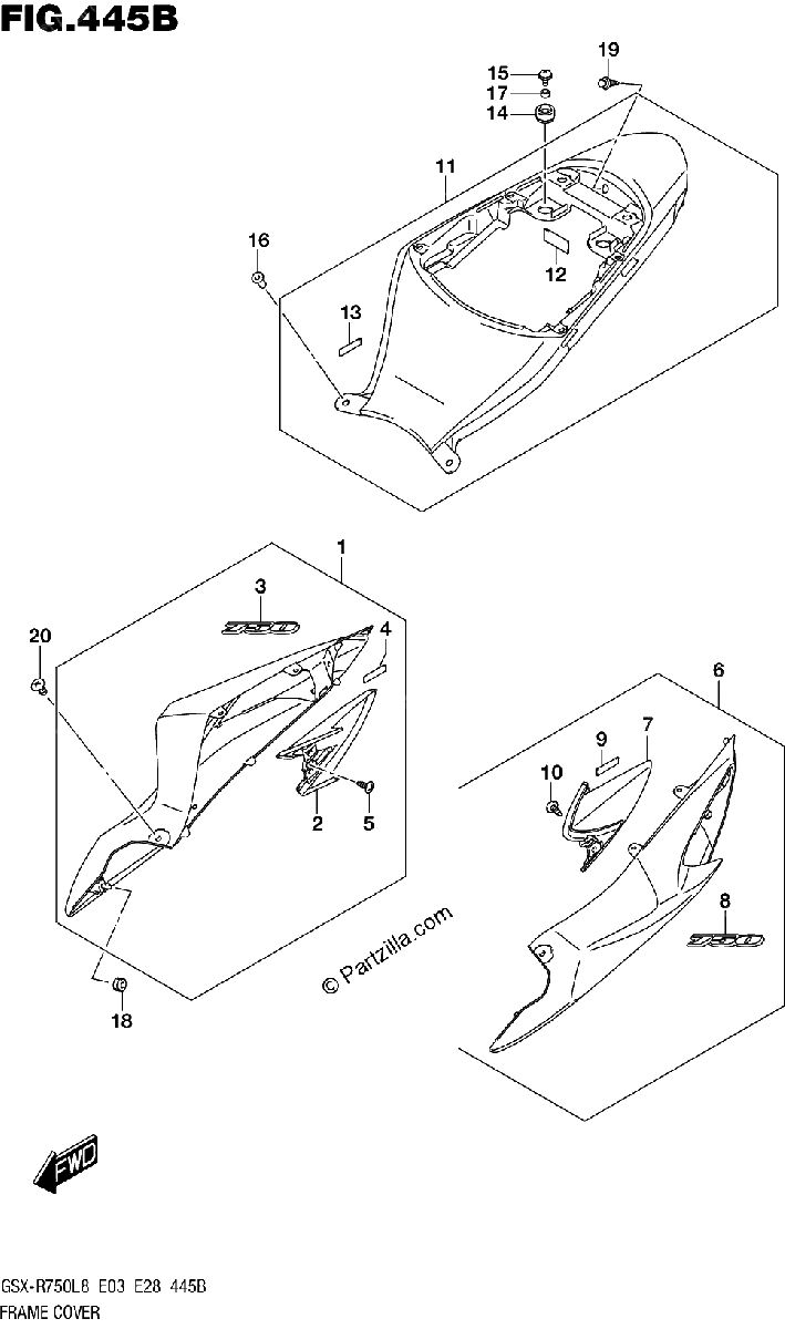 Diagrama de 445B FRAME COVER AV4 BD7