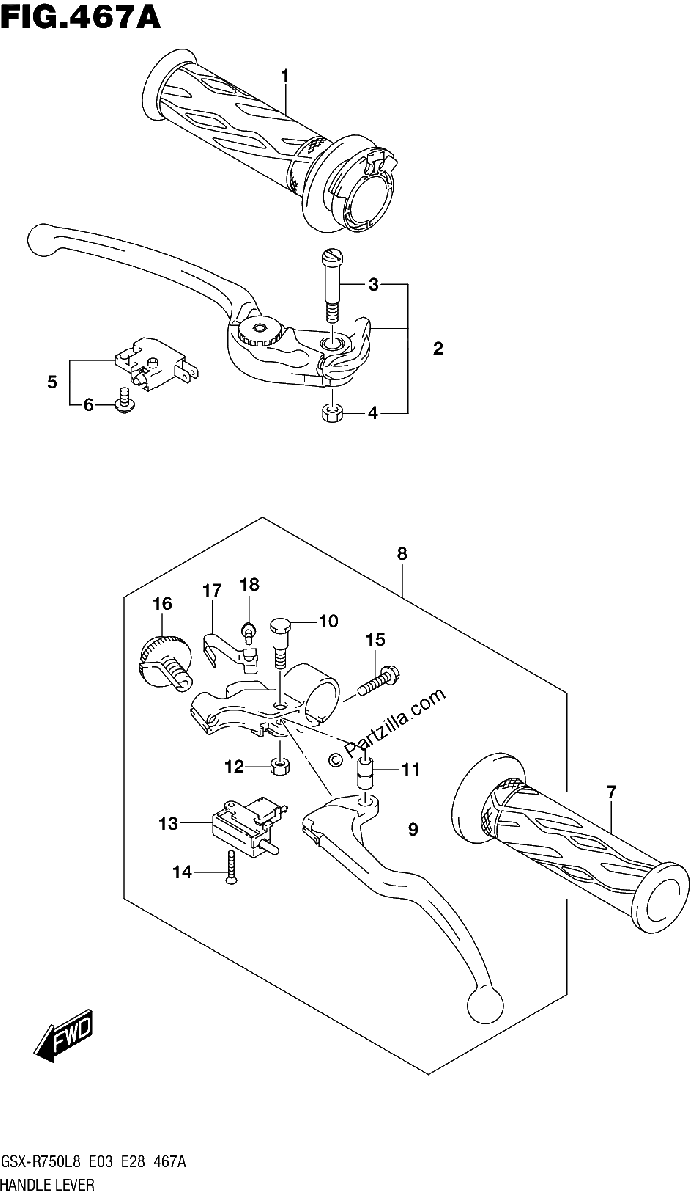 Diagrama de 467A HANDLE LEVER