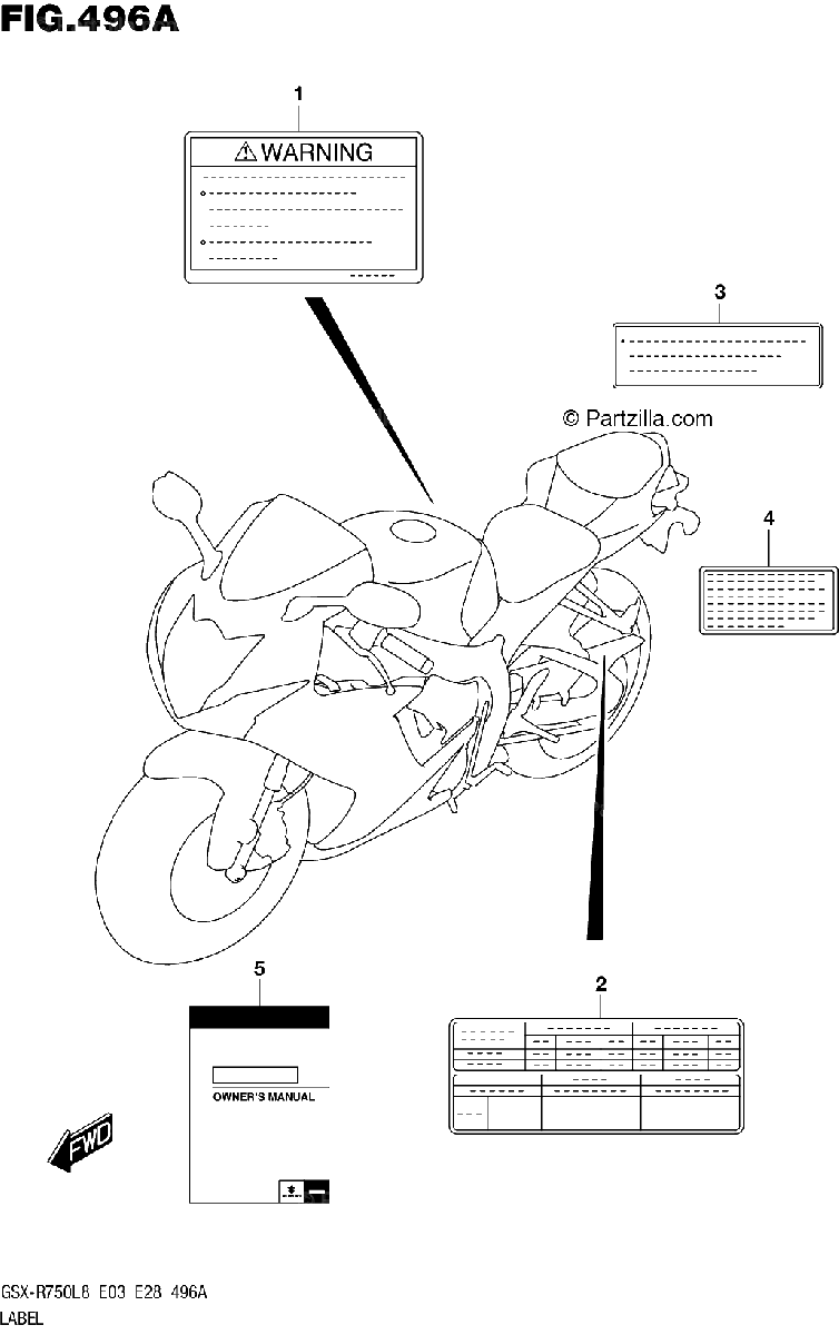 Diagrama de 496A LABEL GSX R750L8 E03