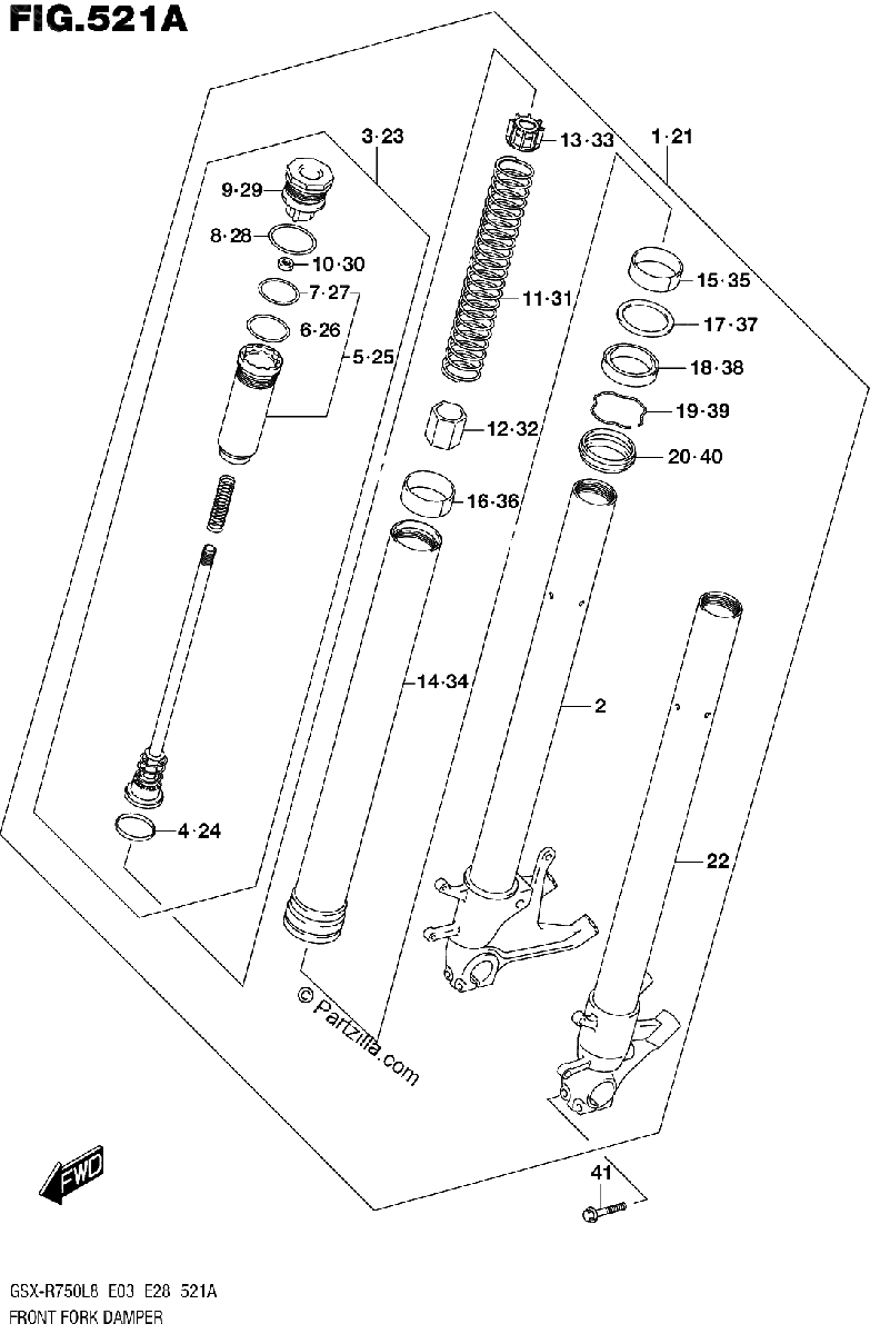 Diagrama de 521A FRONT FORK DAMPER