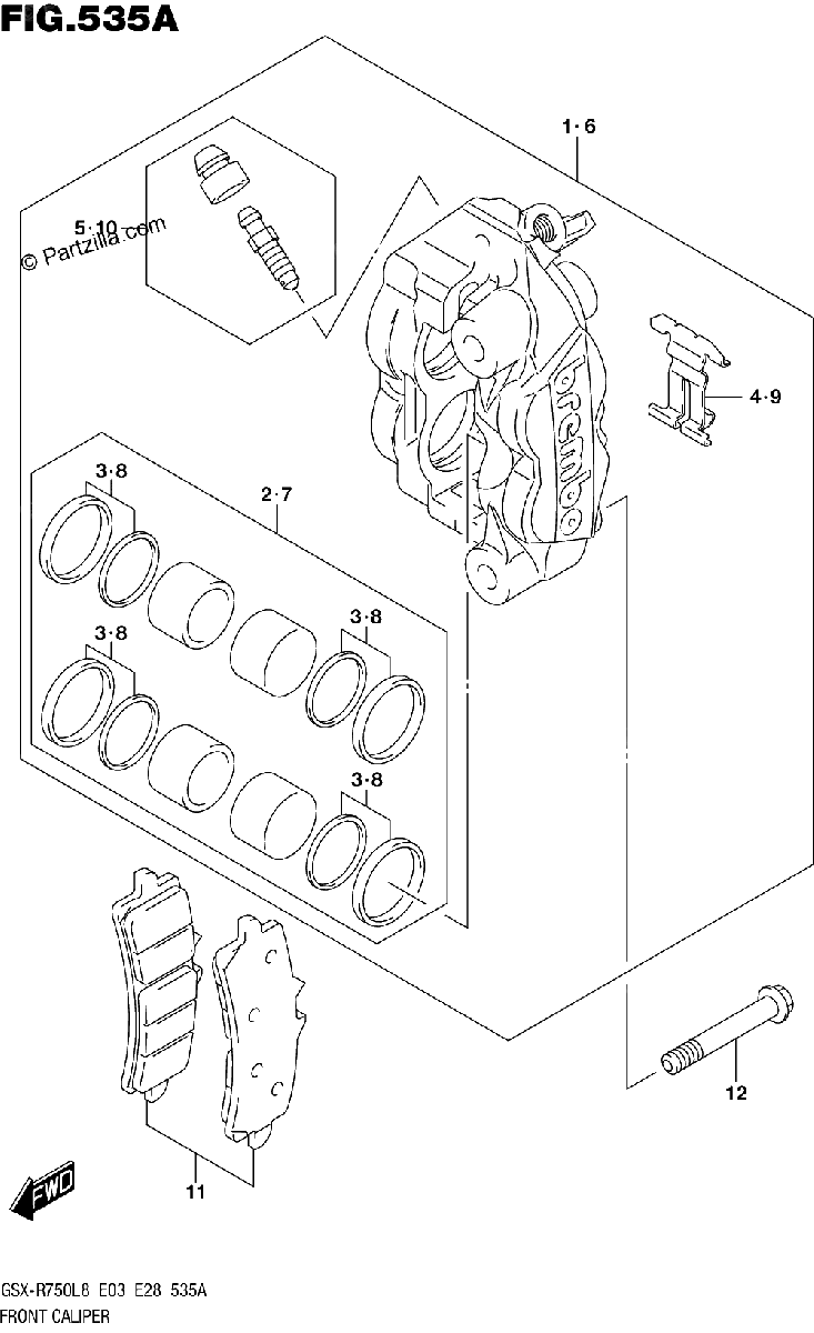 Diagrama de 535A FRONT CALIPER