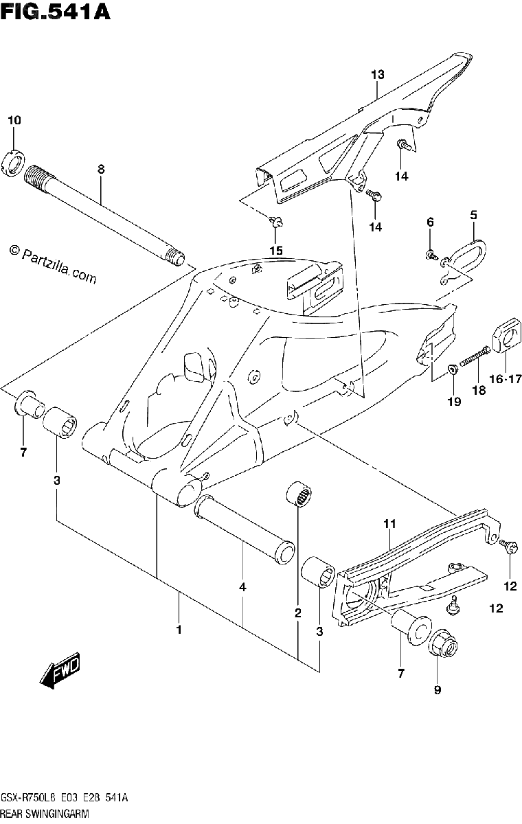 Diagrama de 541A REAR SWINGINGARM