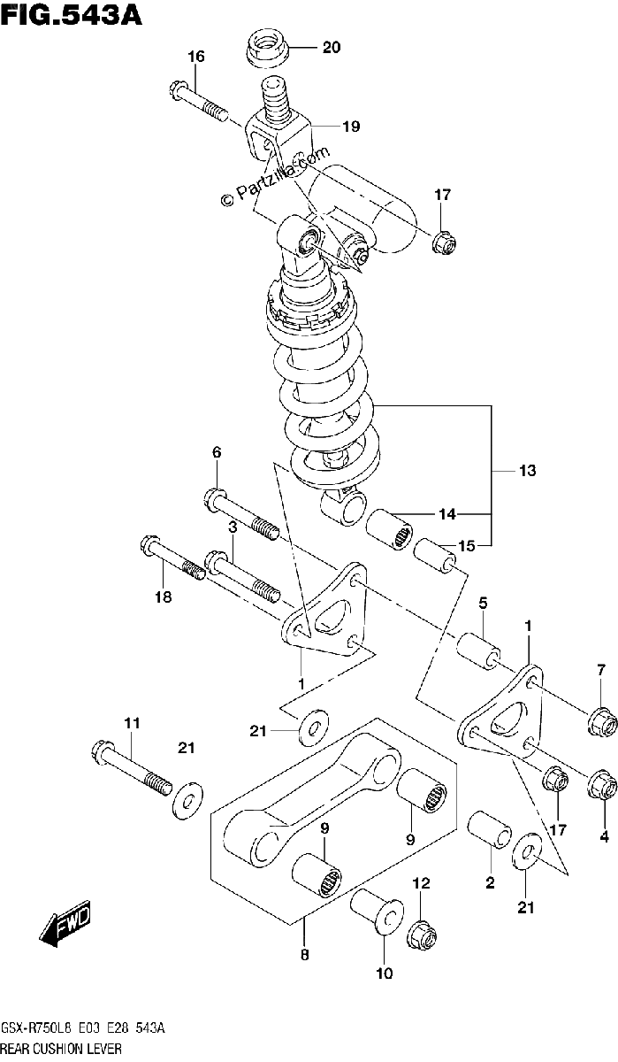 Diagrama de 543A REAR CUSHION LEVER