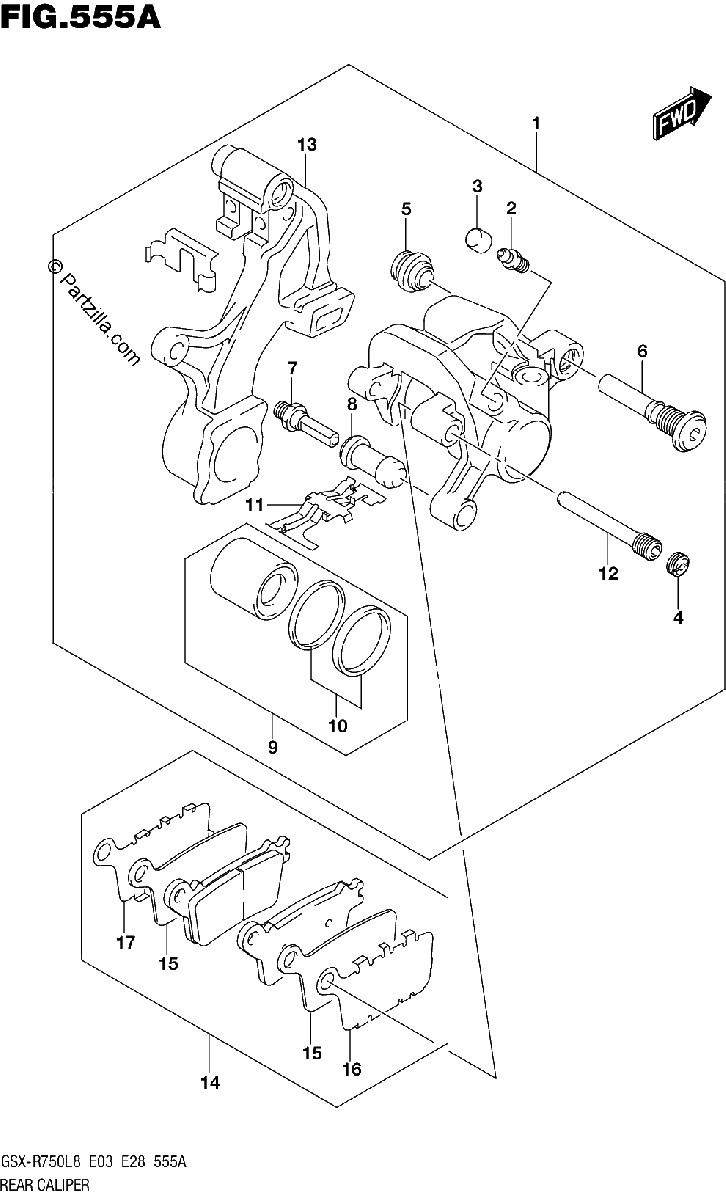 Diagrama de 555A REAR CALIPER