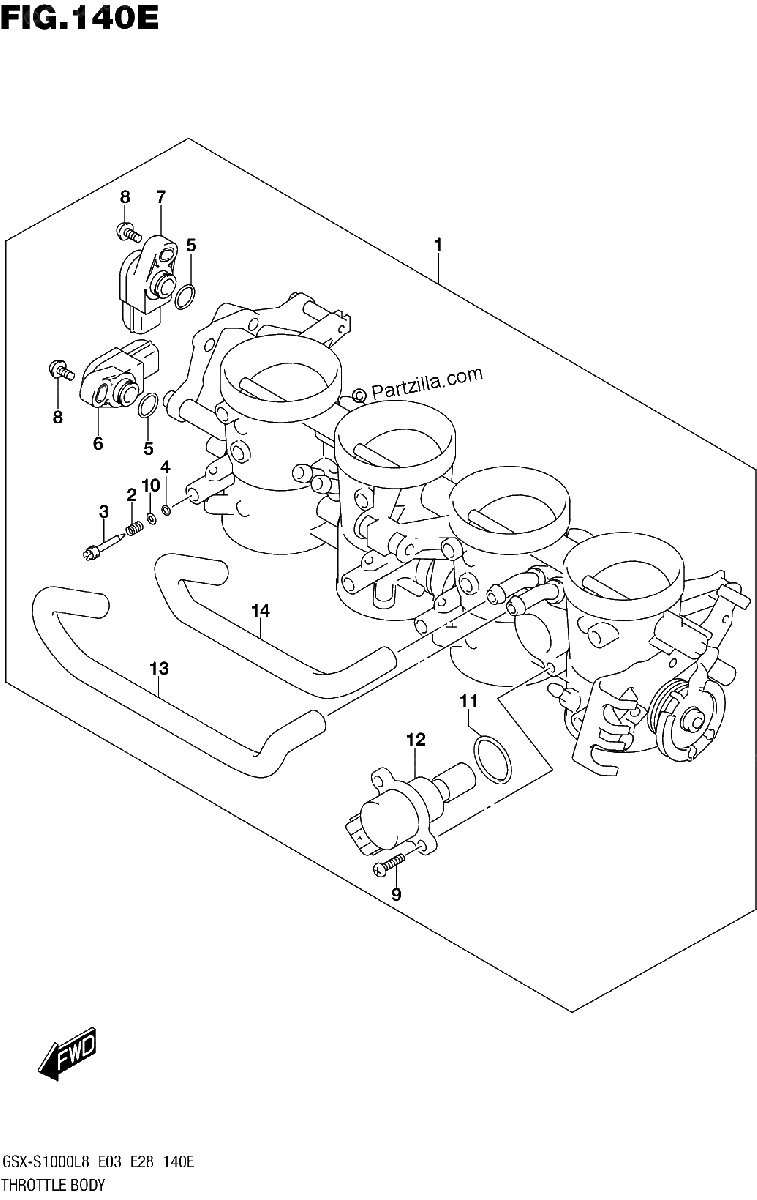 Diagrama de 140E THROTTLE BODY GSX S1000L8 E33