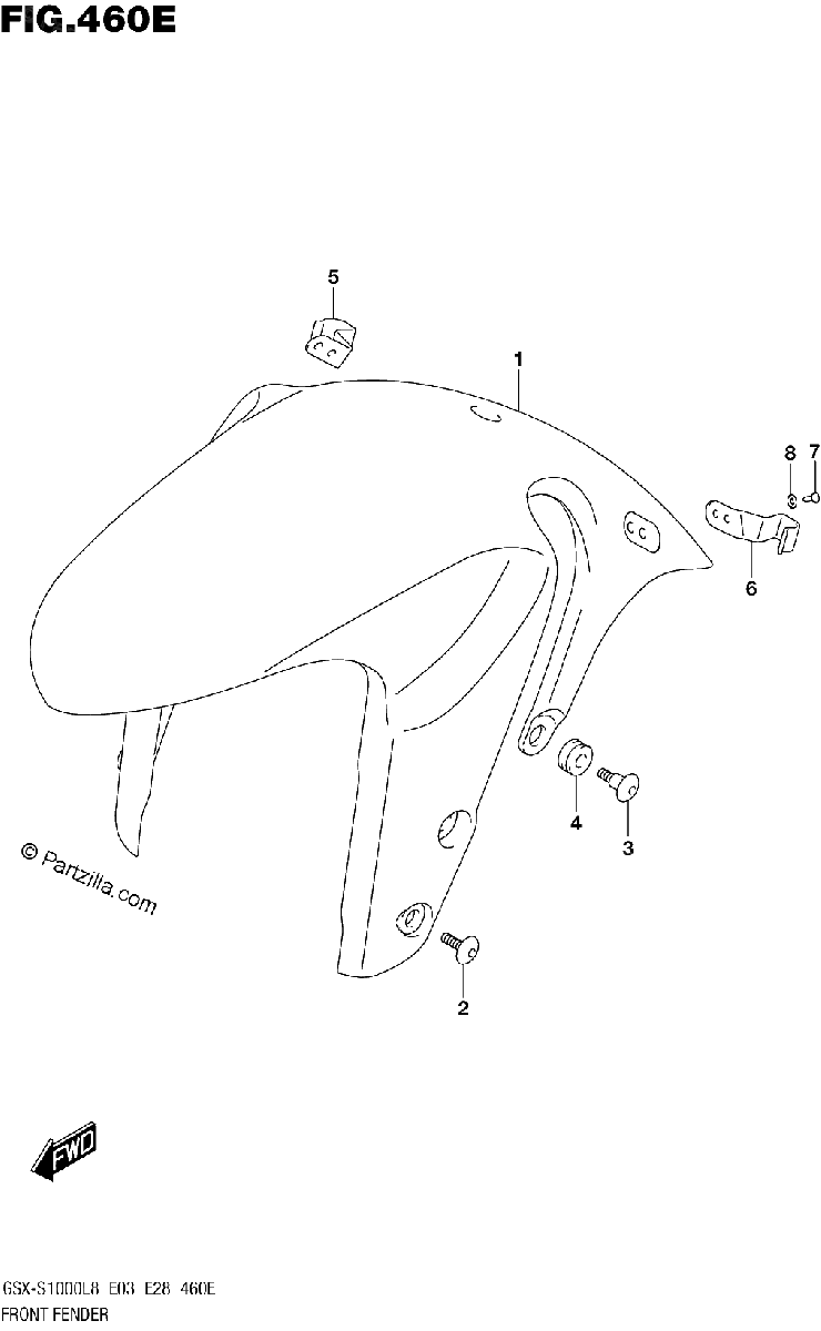 Diagrama de 460E FRONT FENDER GSX S1000L8 E33