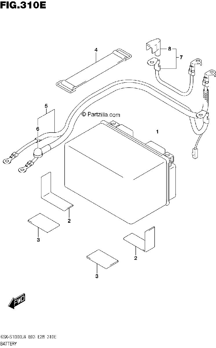 Diagrama de BATTERY GSX S1000L8 E33