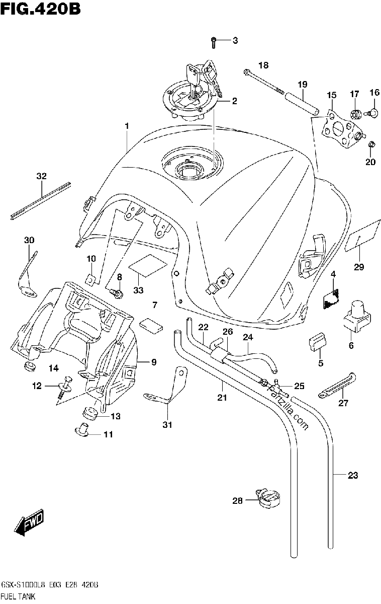 Diagrama de FUEL TANK GSX S1000AZL8 E03