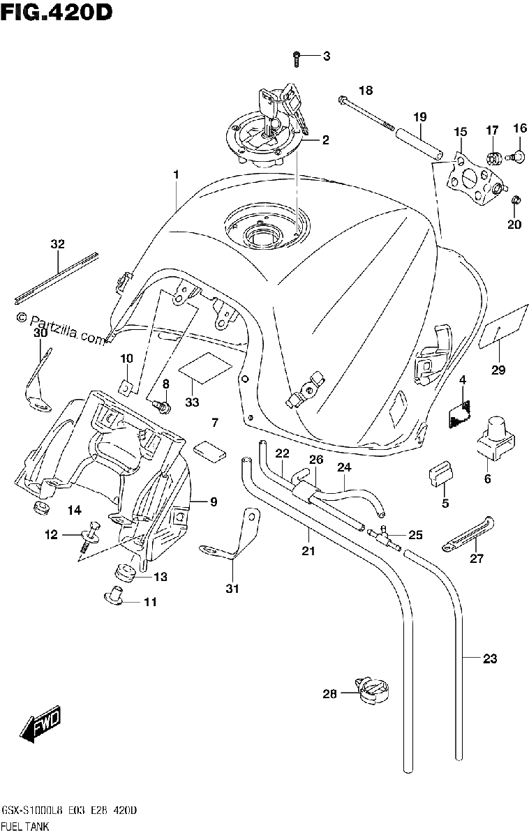 Diagrama de FUEL TANK GSX S1000AZL8 E28