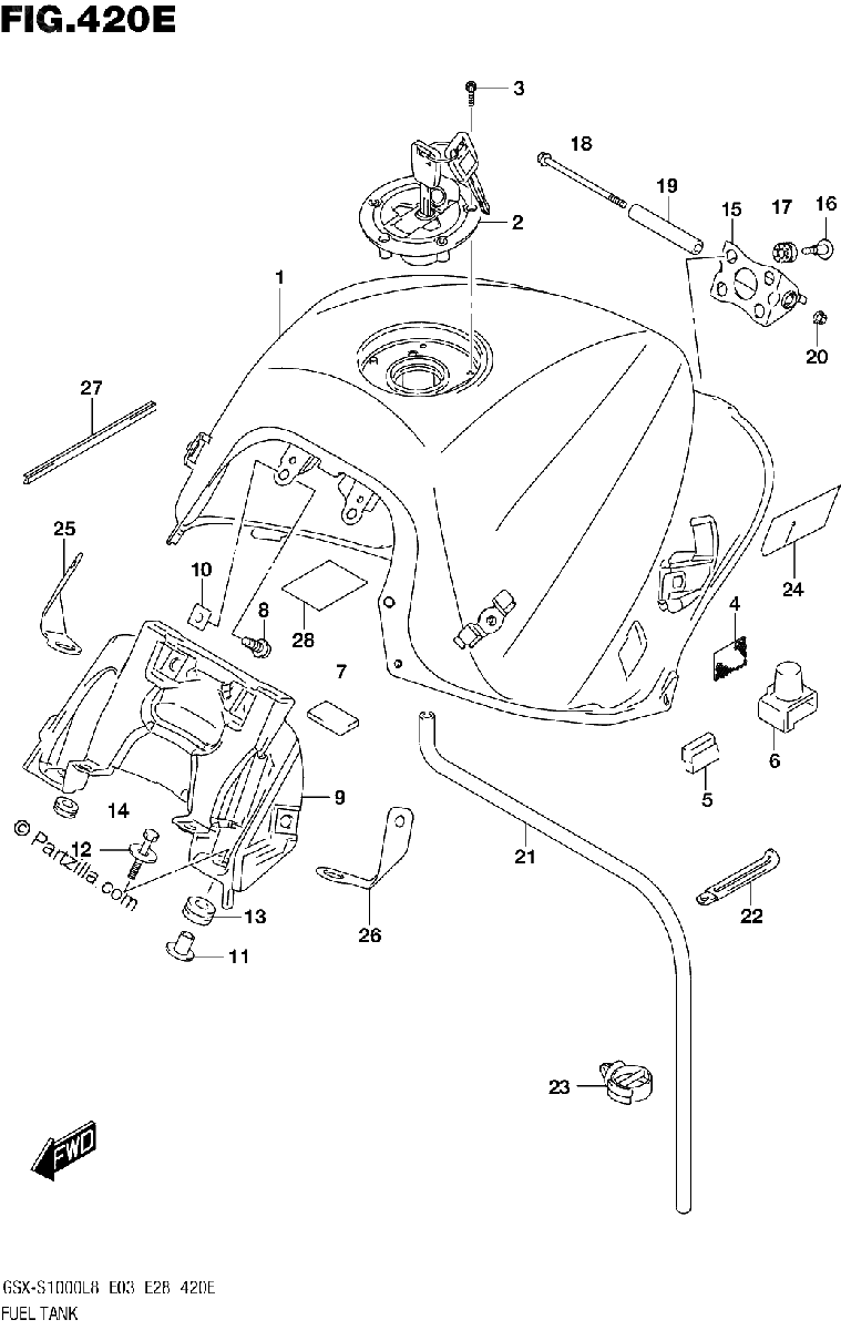Diagrama de FUEL TANK GSX S1000L8 E33