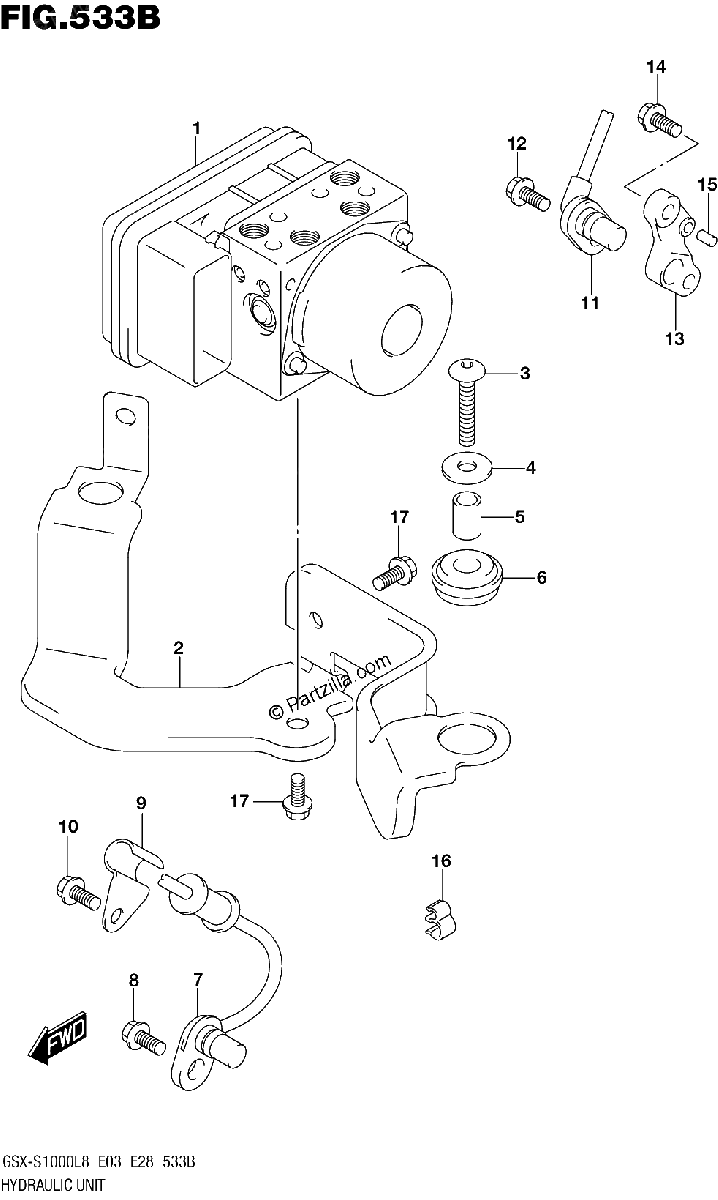 Diagrama de HYDRAULIC UNIT GSX S1000AZL8 E03