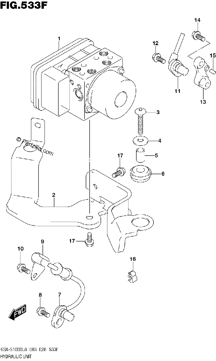 Diagrama de HYDRAULIC UNIT GSX S1000AZL8 E33