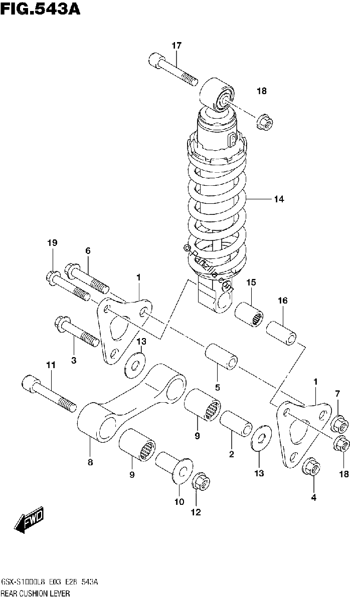 Diagrama de REAR CUSHION LEVER GSX S1000AL8 E03