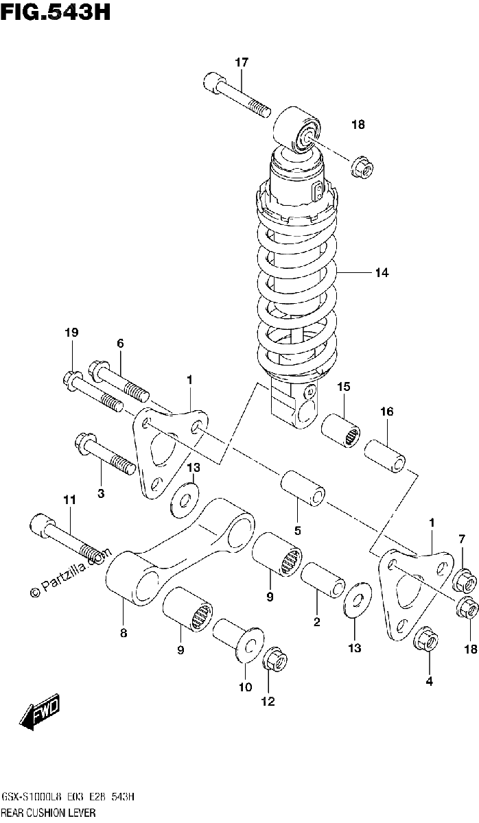 Diagrama de REAR CUSHION LEVER GSX S1000AZL8 E33