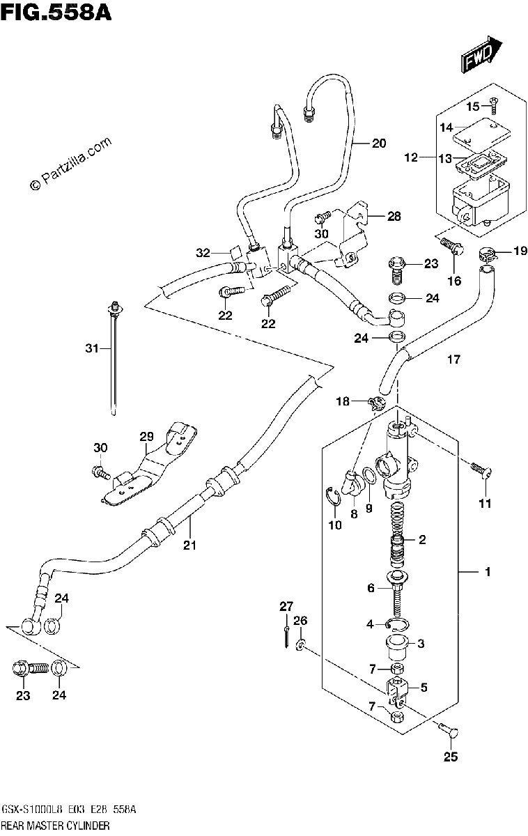 Diagrama de REAR MASTER CYLINDER GSX S1000AL8 E03
