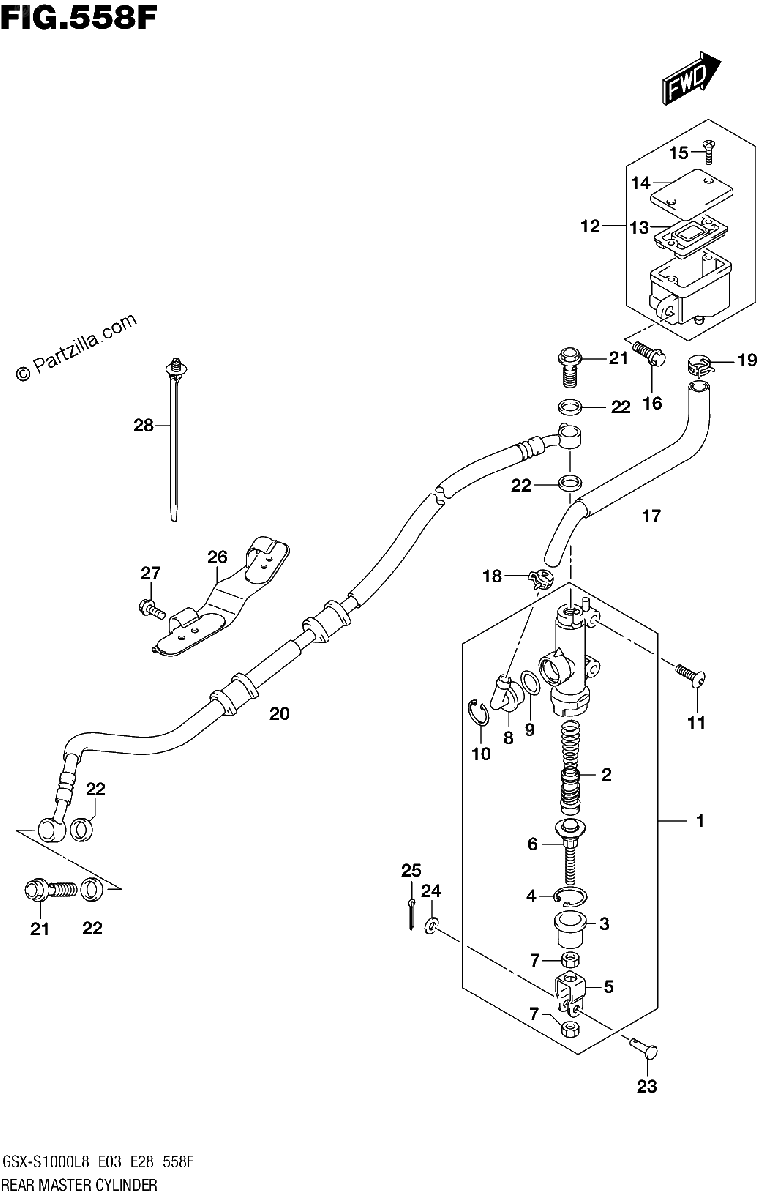 Diagrama de REAR MASTER CYLINDER GSX S1000ZL8 E33