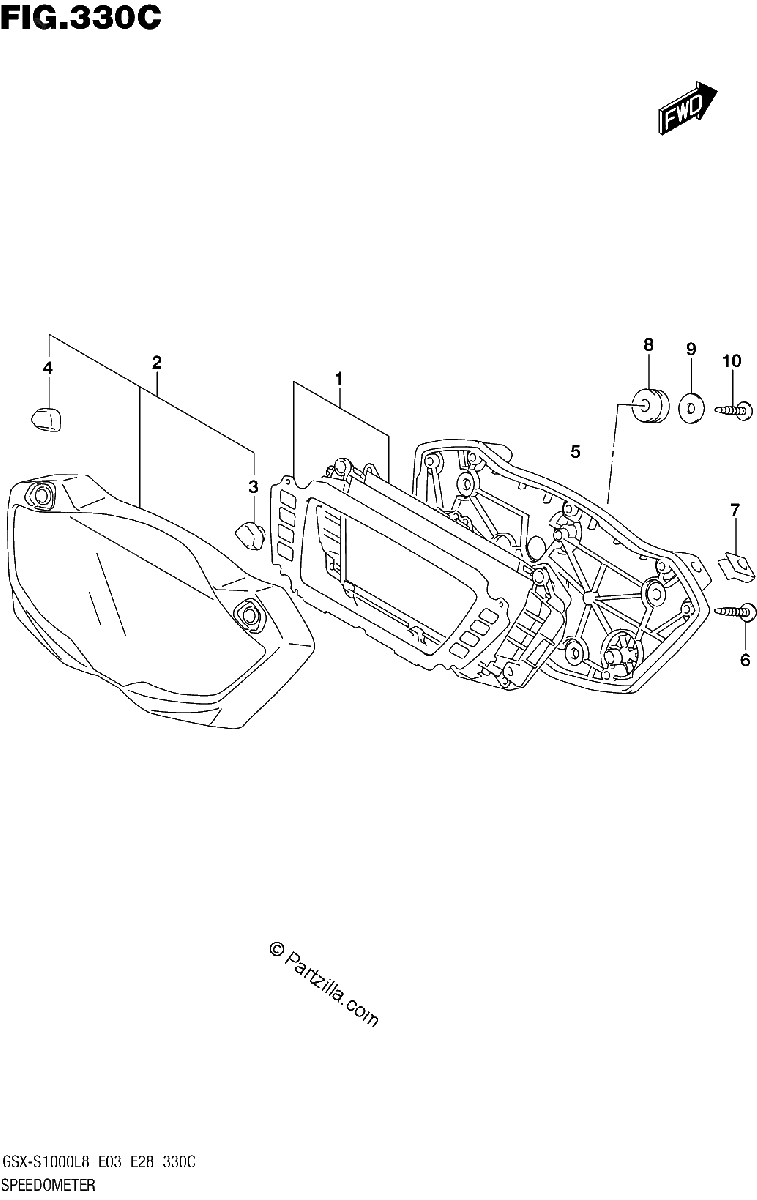 Diagrama de SPEEDOMETER GSX S1000AL8 E28