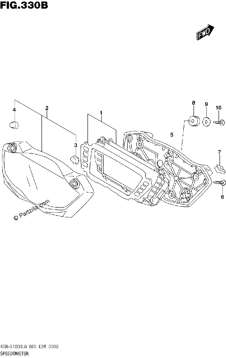 Diagrama de SPEEDOMETER GSX S1000AZL8 E03