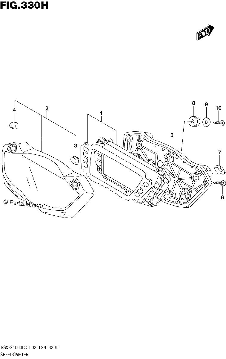 Diagrama de SPEEDOMETER GSX S1000AZL8 E33