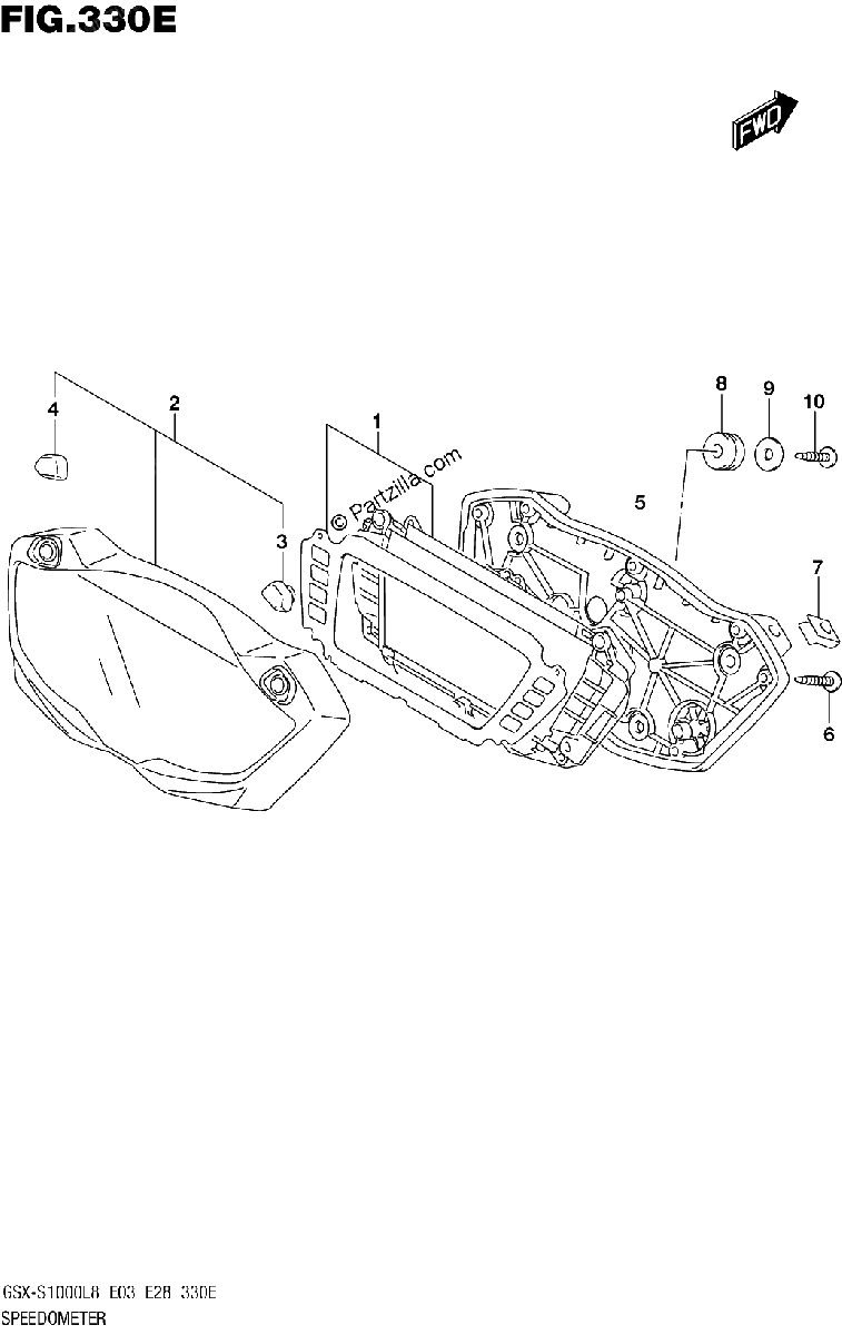 Diagrama de SPEEDOMETER GSX S1000L8 E33