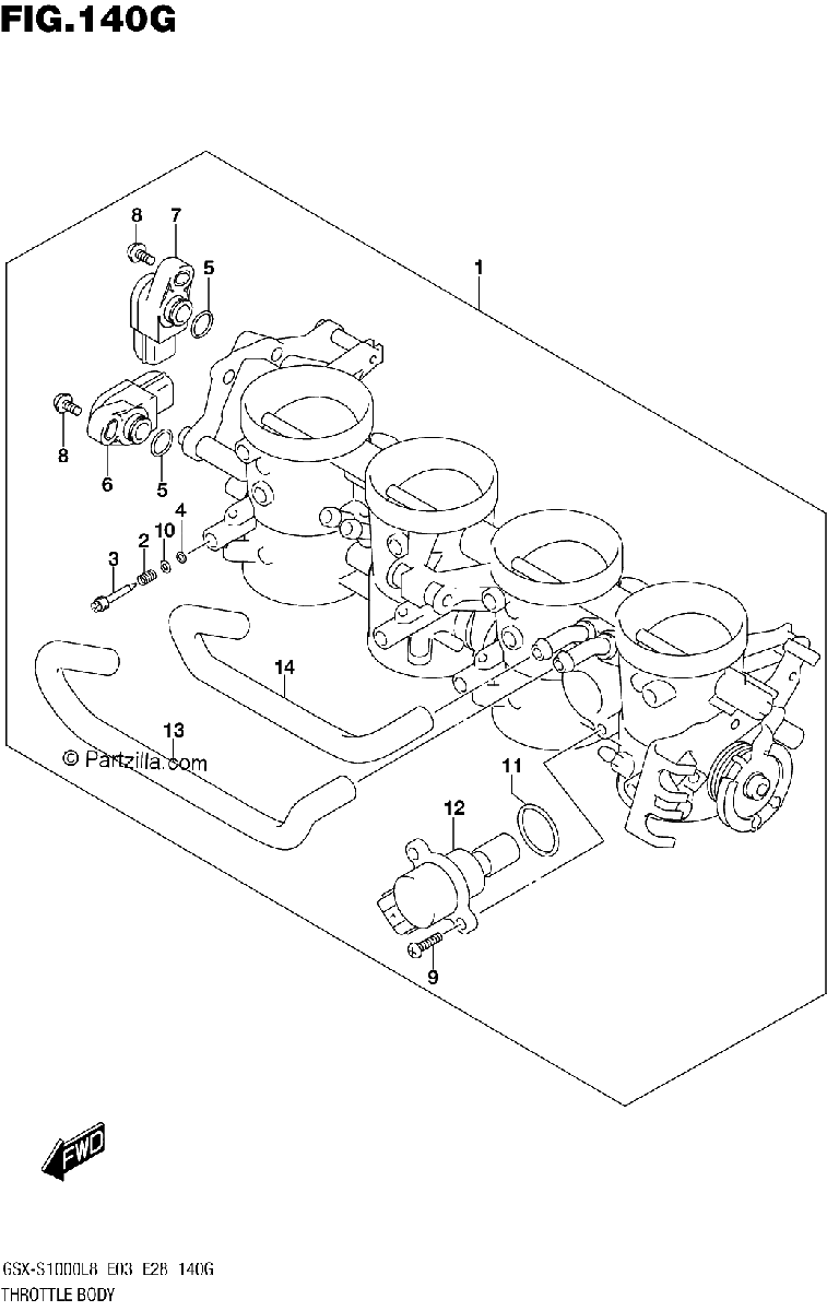 Diagrama de THROTTLE BODY GSX S1000AL8 E33