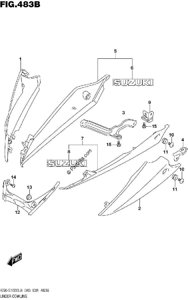 Diagrama de UNDER COWLING GSX S1000AZL8 E03