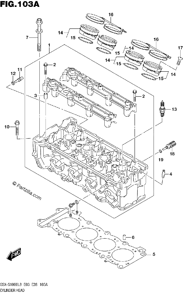 Diagrama de 103A CYLINDER HEAD