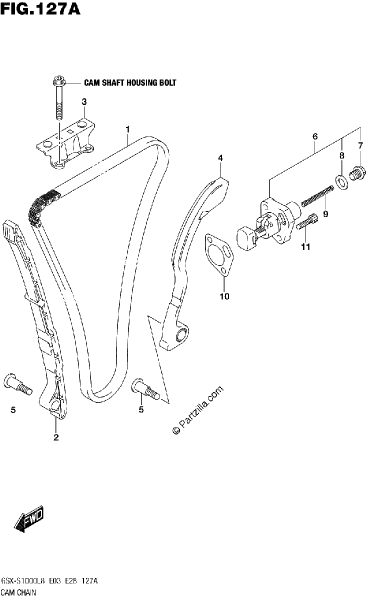 Diagrama de 127A CAM CHAIN